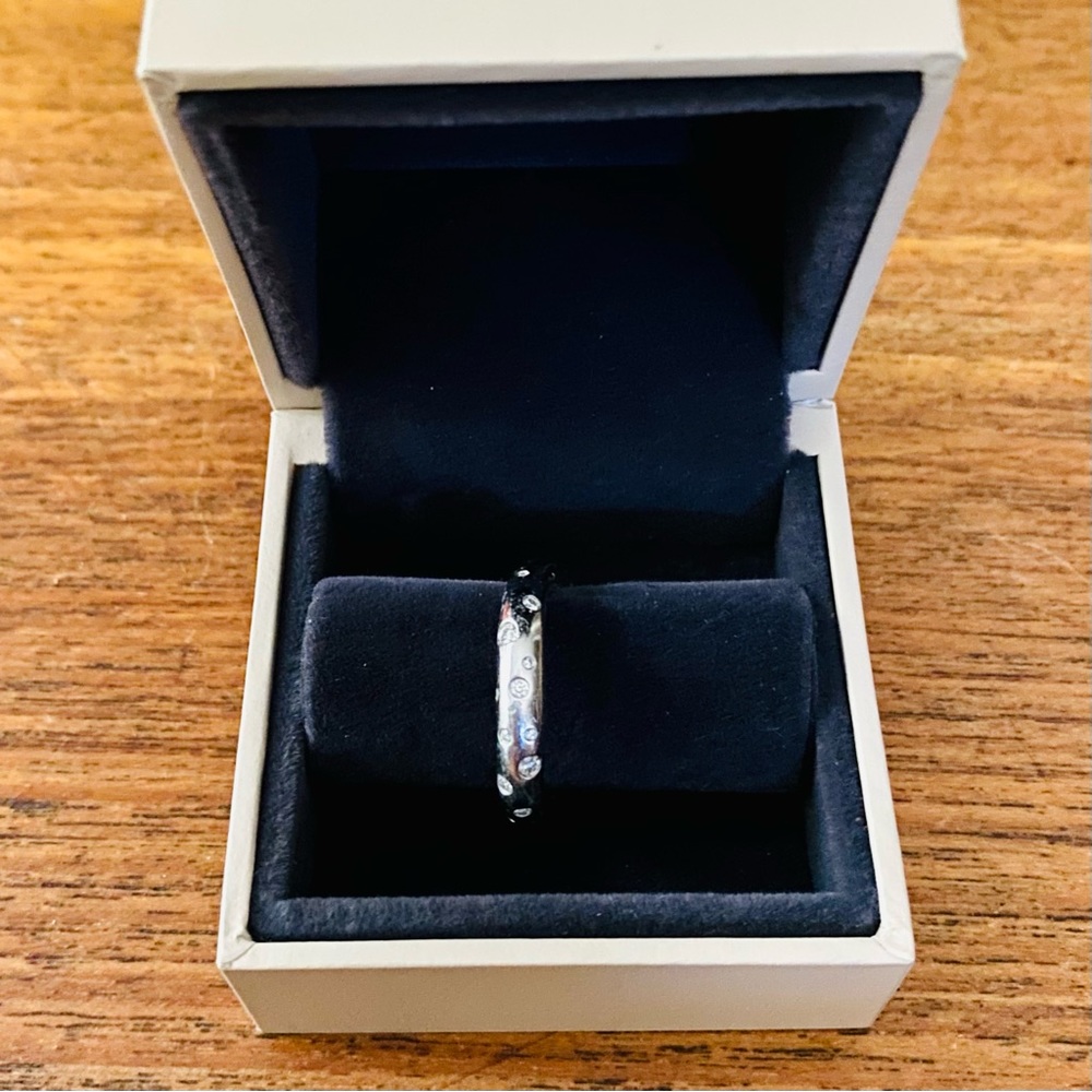 Georg Jensen Offspring Ring, Sterling Silver & 12 Diamonds, 56/57 (US 7/8) EUC